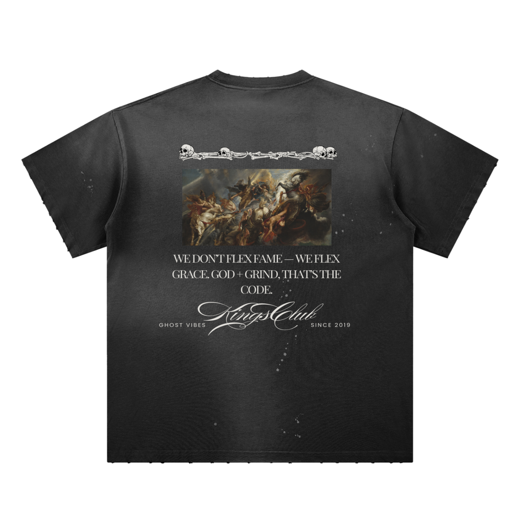 Hand-Frayed Sunfade Paint Splatter T-Shirt