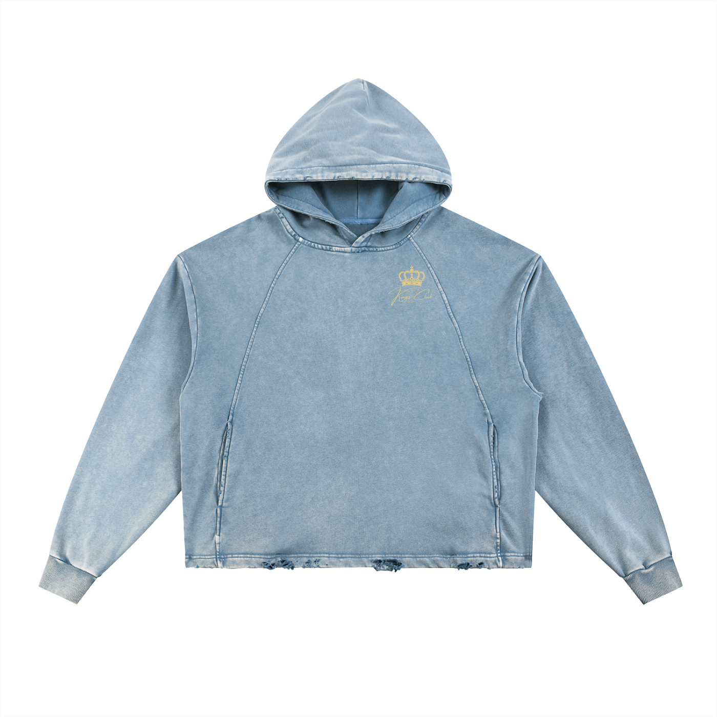 King Vintage Washed Frayed-Hem Hoodie