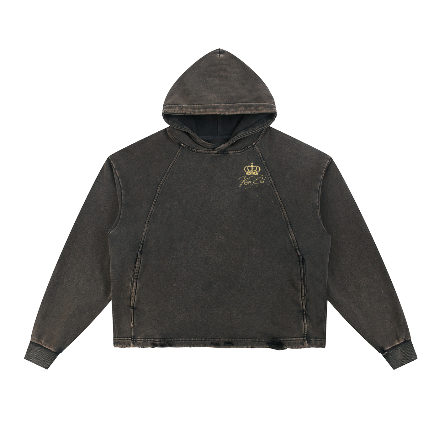 King Vintage Washed Frayed-Hem Hoodie